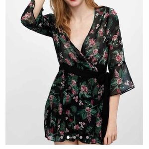 Zara Printed Jumpsuit Shortie Dress with Sash